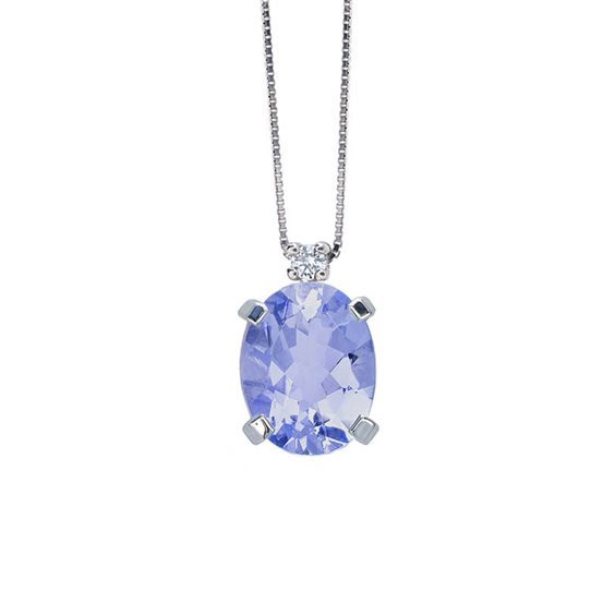 Collana Promesse Donna in Oro bianco Tanzanite 0.80 Ct COV75TAN - COV75TAN